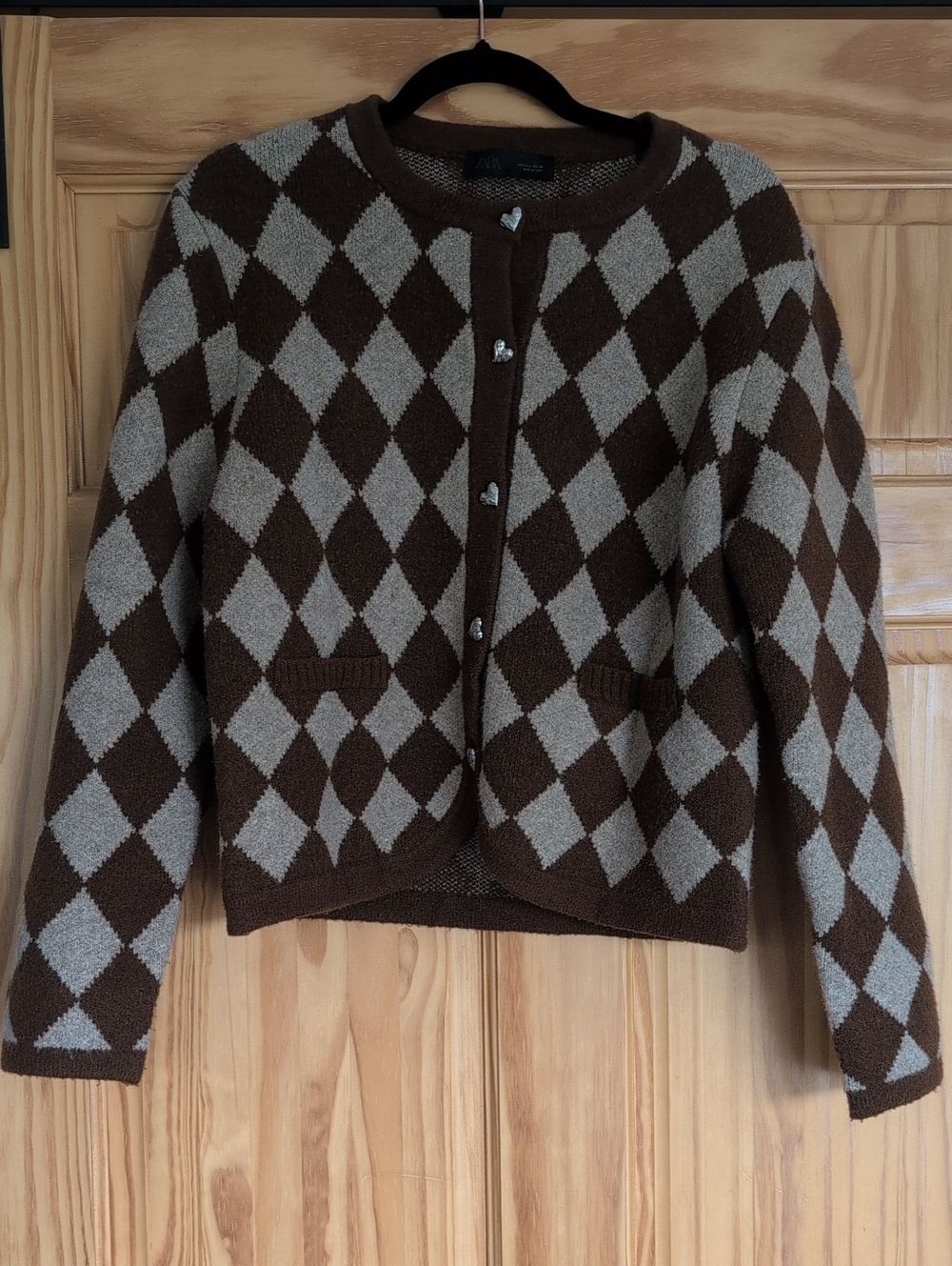 Brown and Cream Cardigan Sweater